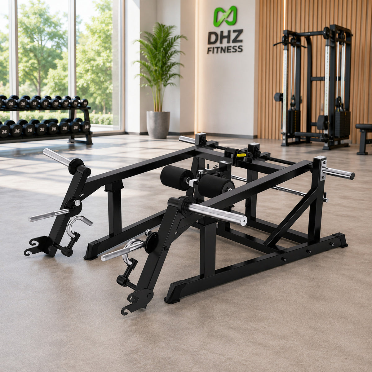 DHZ A621 Deadlift Elite – Professionelle Plate-Loaded Deadlift Maschine – Geräteansicht im professionellen Fitnessstudio