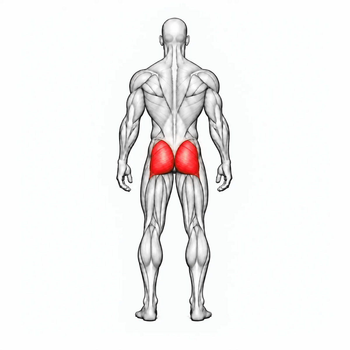 DHZ U3024A Glute Isolator – animierte Muskelgruppen: Gesäßmuskulatur primär