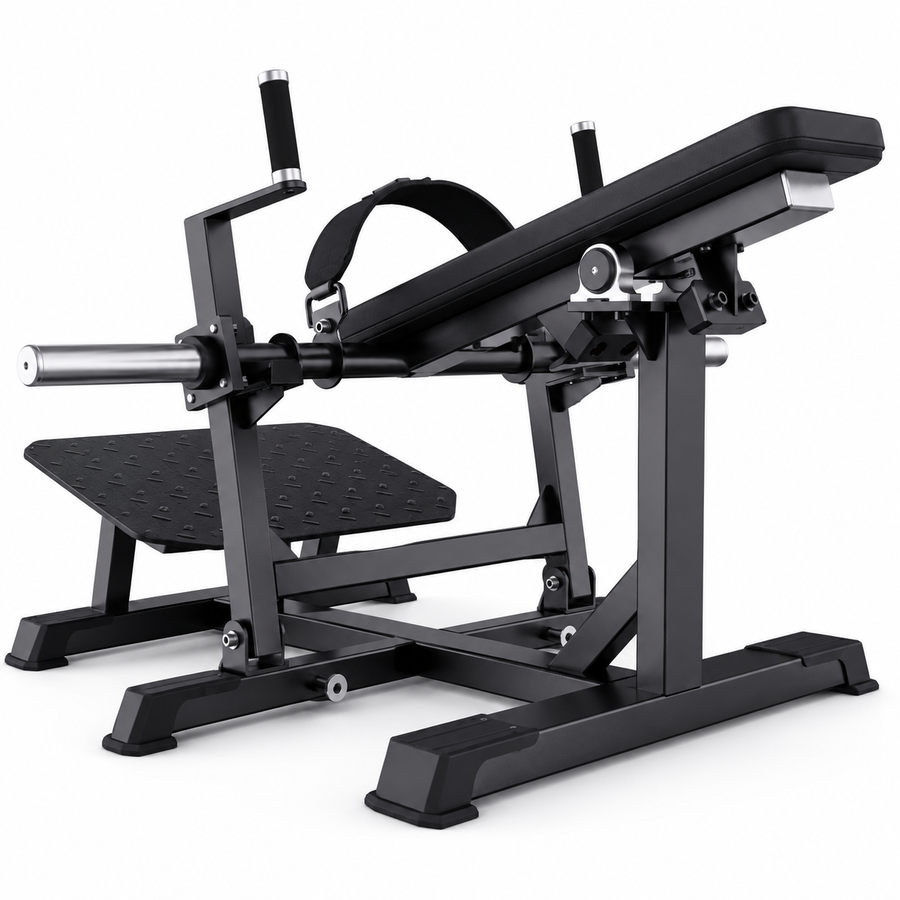 DHZ A608 Belt Hip Thrust – Plate Loaded Hip Thrust Maschine – Produktansicht aus Perspektive 1