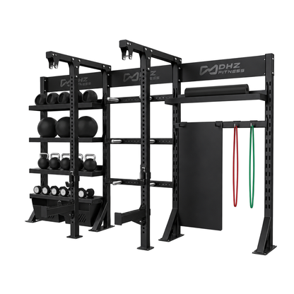 DHZ E6246 Crosstraining Storage Power Rack in Black Pearl und Piano Black – Hauptansicht auf weißem Hintergrund