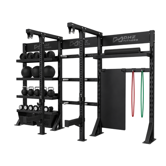 DHZ E6246 Crosstraining Storage Power Rack in Black Pearl und Piano Black – Hauptansicht auf weißem Hintergrund