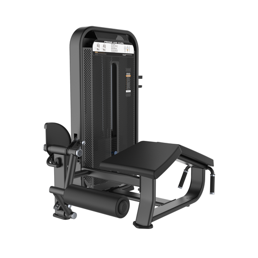 DHZ E7001 Prone Leg Curl Hauptansicht in Black Pearl und Piano Black