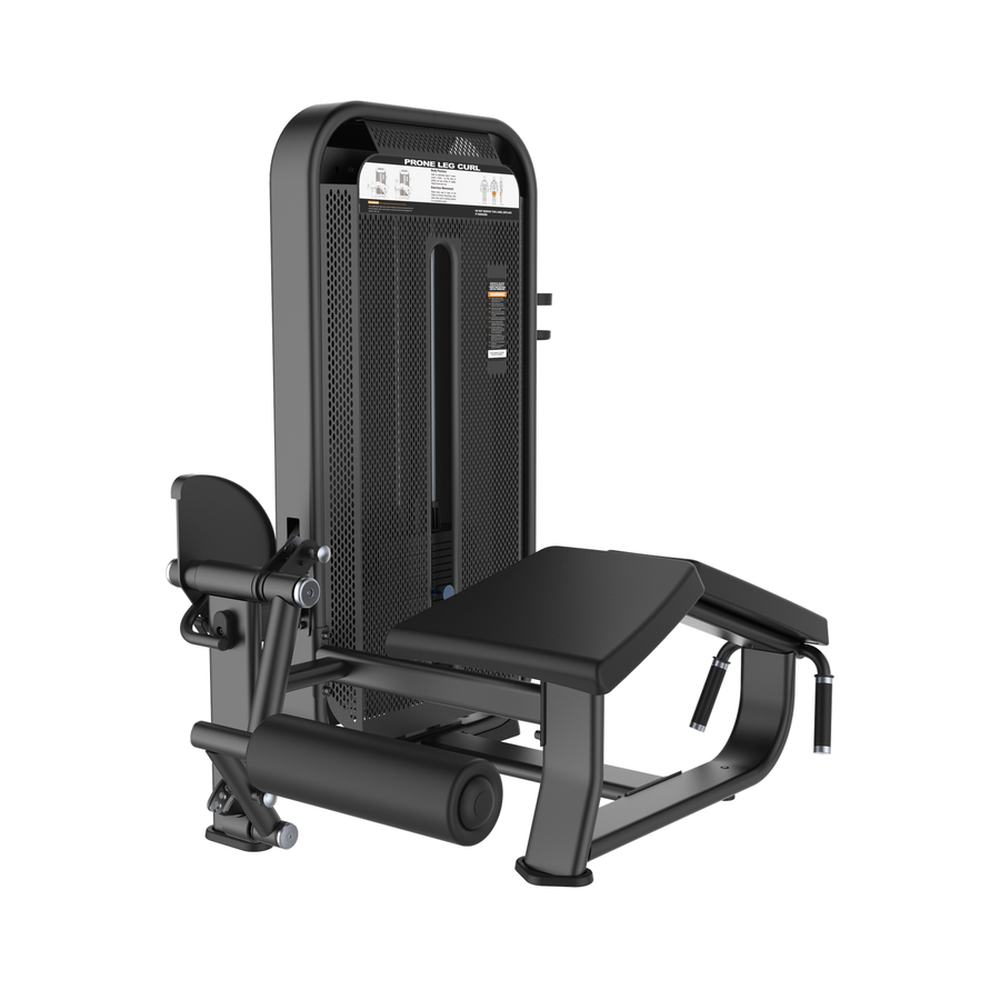DHZ E7001 Prone Leg Curl Hauptansicht in Black Pearl und Piano Black