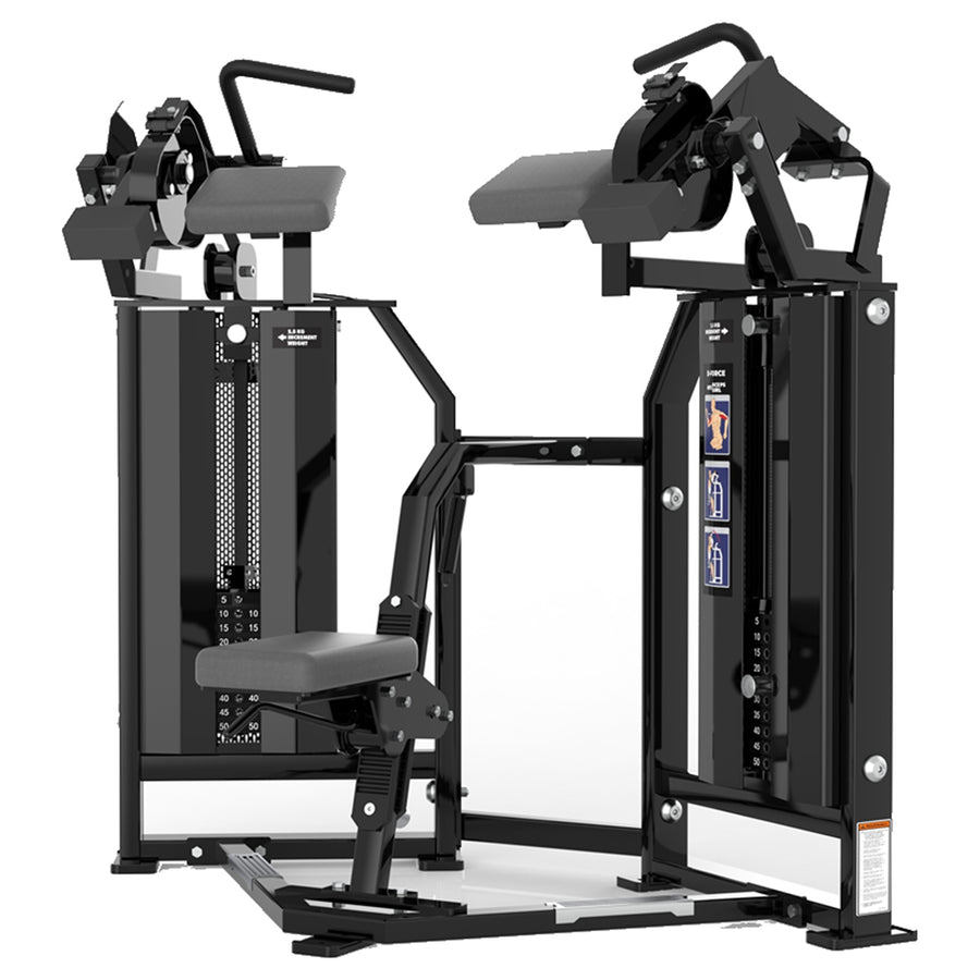 DHZ D-FORCE PM2037 Biceps Curl – Dual Weight Stack Bizepsmaschine – Detailansicht der professionellen Polsterung mit schwarzer Polsterung – Ansicht 1