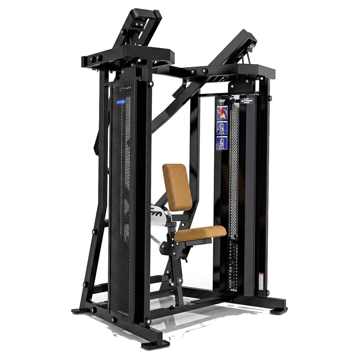 DHZ D-FORCE PM2039 Row – Dual Weight Stack Rudermaschine – braune Polster, Hauptansicht