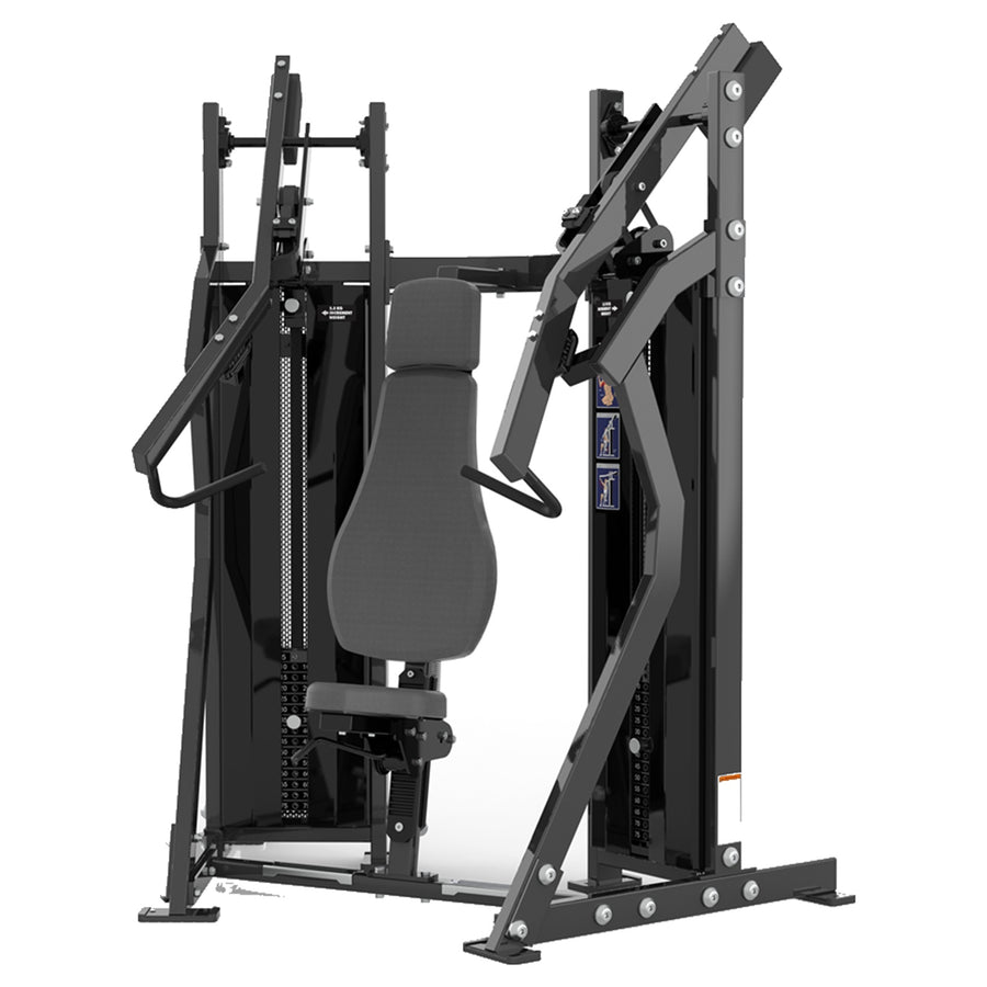 DHZ D-FORCE PM2040 Incline Chest Press – Dual Weight Stack Schrägbank-Brustpresse – schwarze Polster, Hauptansicht