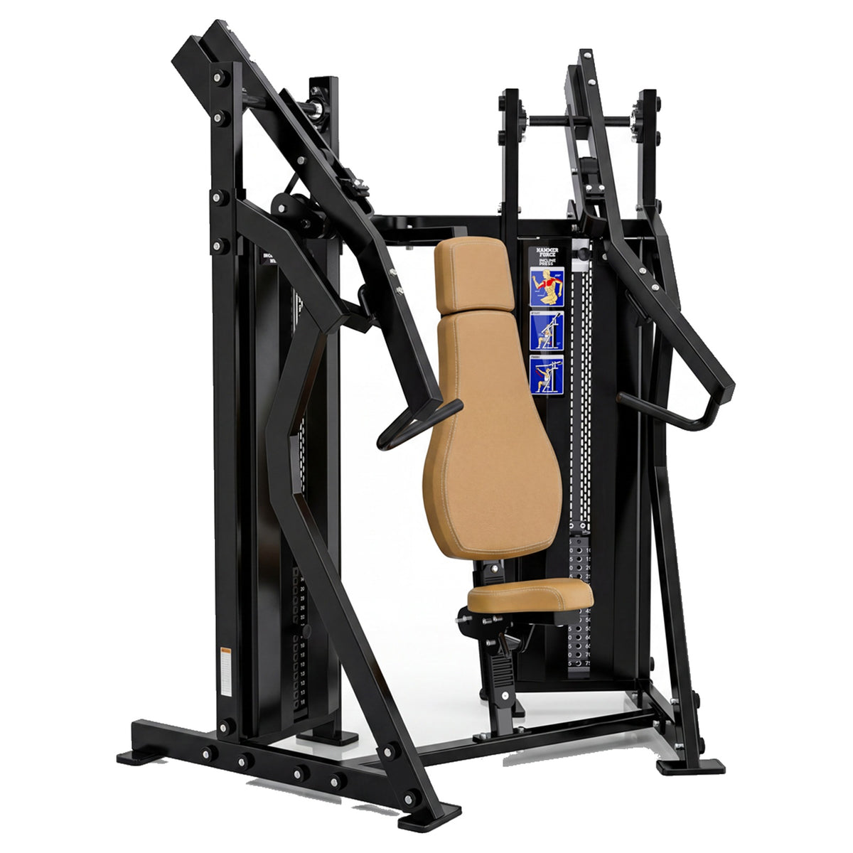 DHZ D-FORCE PM2040 Incline Chest Press – Dual Weight Stack Schrägbank-Brustpresse – braune Polster, Hauptansicht
