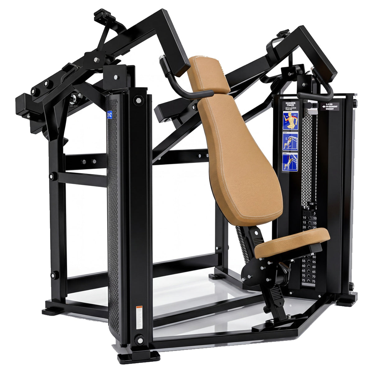 DHZ D-FORCE PM2041 Shoulder Press – Dual Weight Stack Schulterpresse – braune Polster, Hauptansicht
