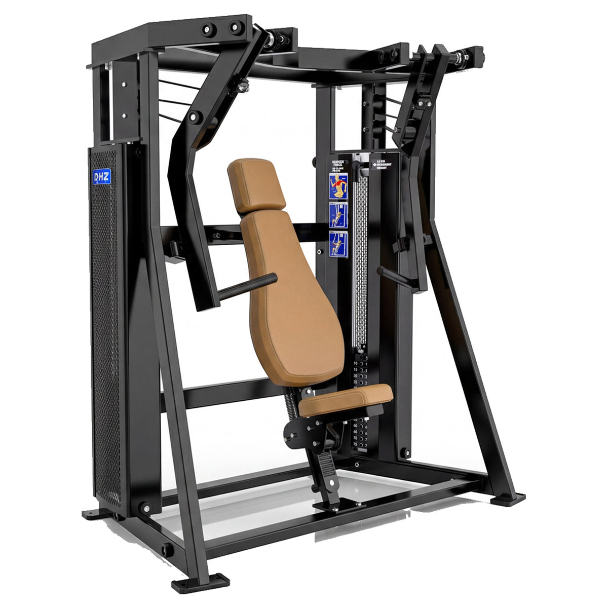 DHZ D-FORCE PM2042 Decline Chest Press – Dual Weight Stack Decline-Brustpresse – braune Polster, Hauptansicht