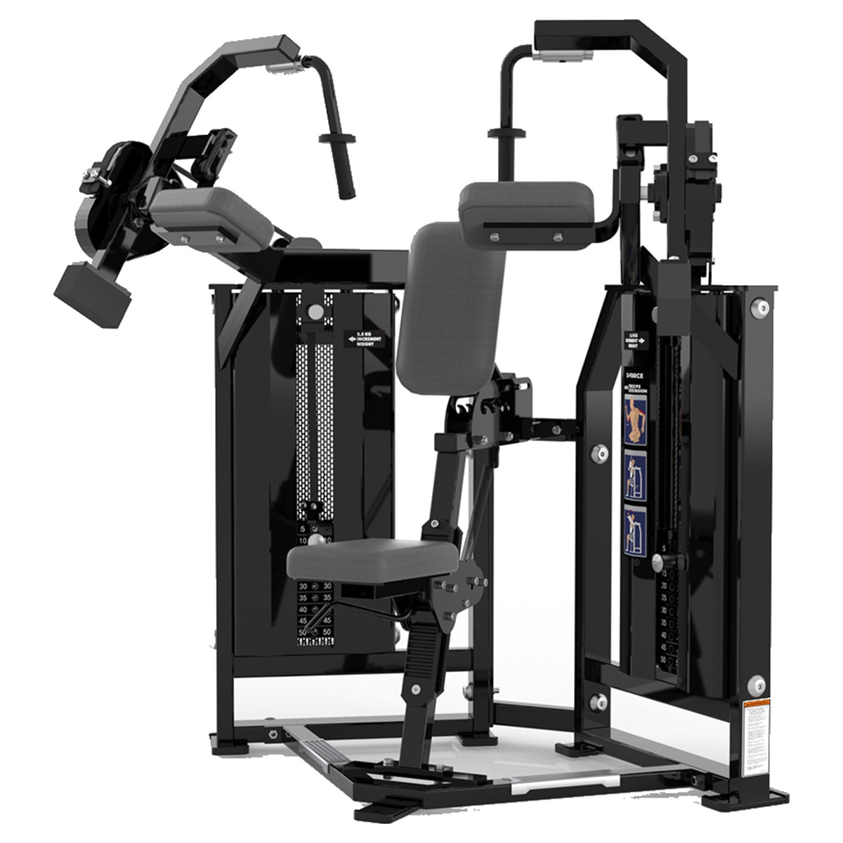 DHZ D-FORCE PM2043 Triceps Extension – Dual Weight Stack Trizepsmaschine – schwarze Polster, Hauptansicht