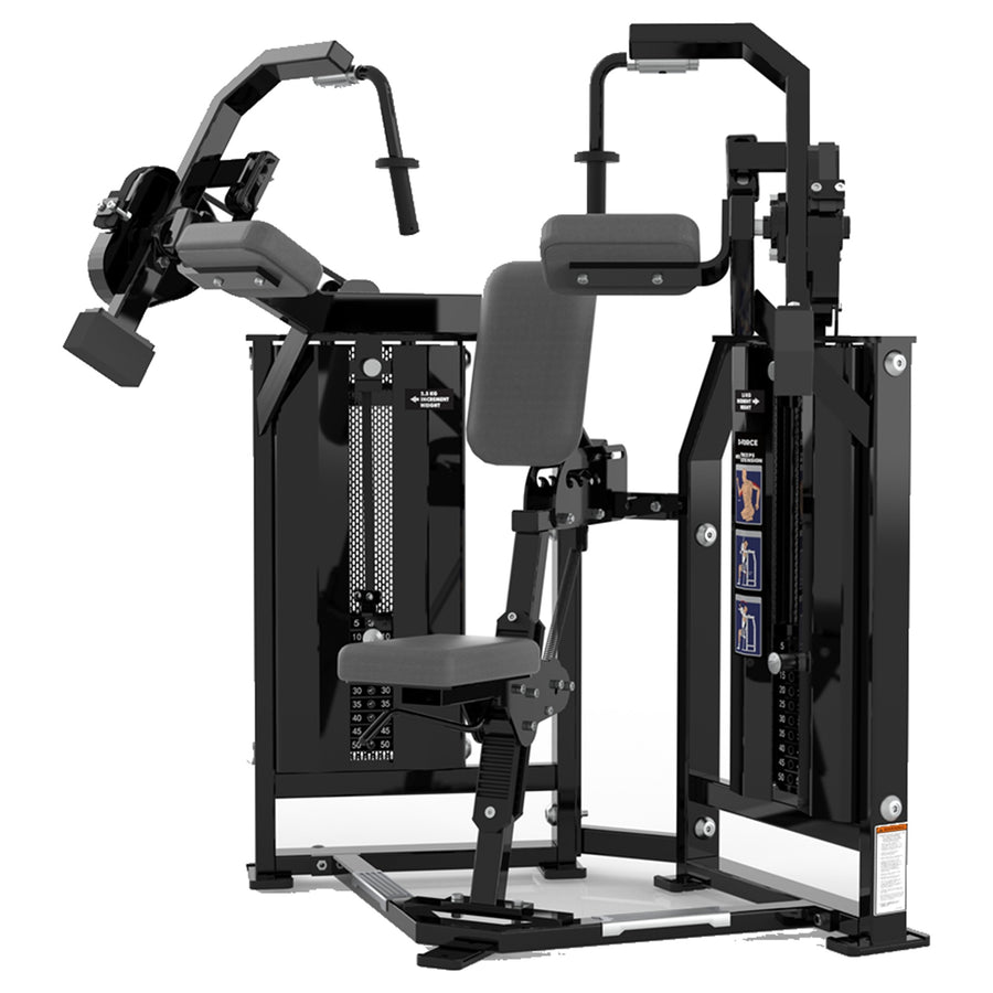 DHZ D-FORCE PM2043 Triceps Extension – Dual Weight Stack Trizepsmaschine – schwarze Polster, Hauptansicht