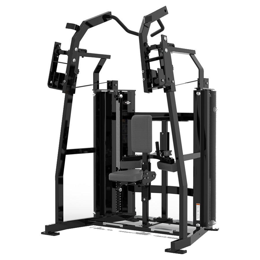 DHZ D-FORCE PM2044 Front Pulldown – Dual Weight Stack Front-Latzugmaschine – schwarze Polster, Hauptansicht