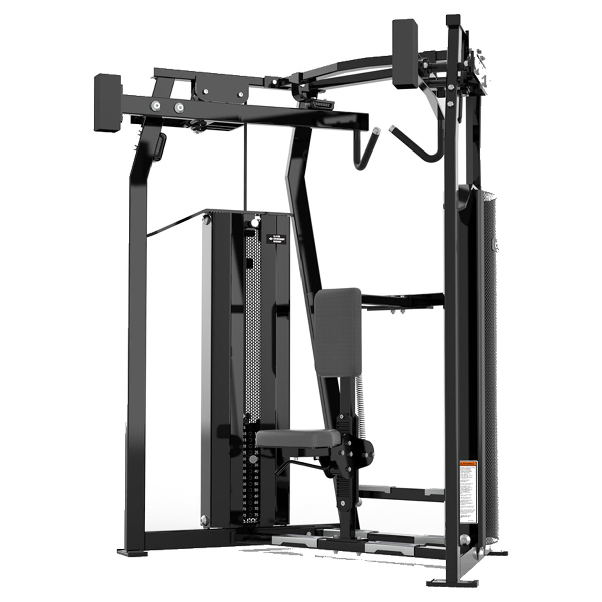 DHZ D-FORCE PM2045 High Row – Dual Weight Stack High-Row-Rückenmaschine – schwarze Polster, Hauptansicht