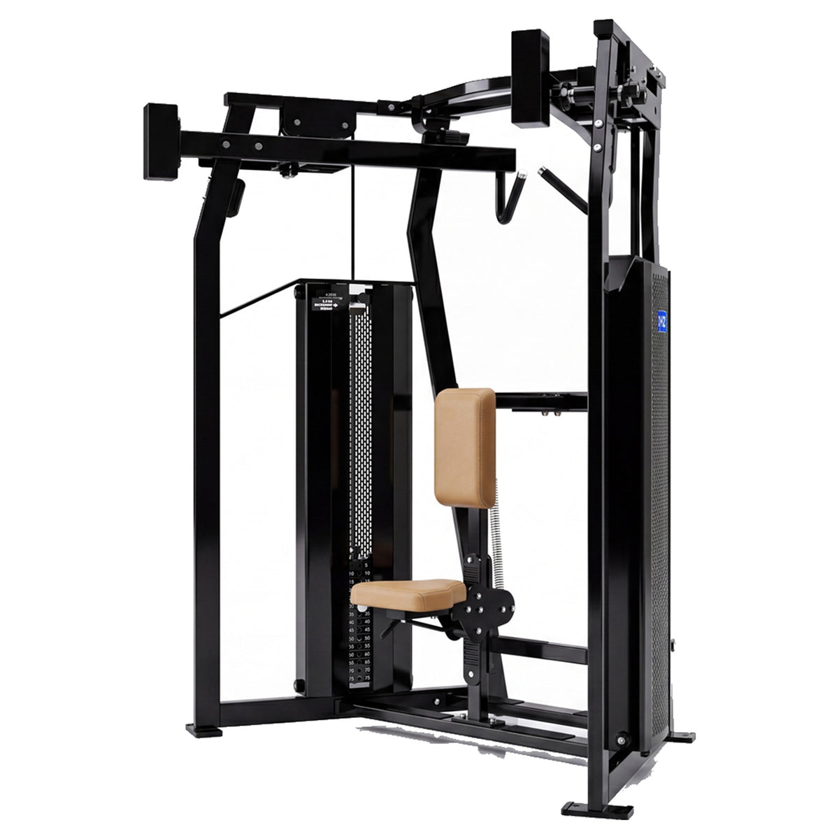 DHZ D-FORCE PM2045 High Row – Dual Weight Stack High-Row-Rückenmaschine – braune Polster, Hauptansicht