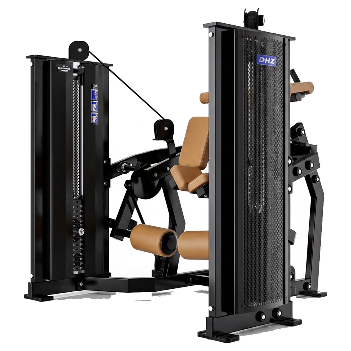 DHZ D-FORCE PM2047 Kneeling Leg Curl – Dual Weight Stack Kniender Beinbeuger – braune Polster, Hauptansicht