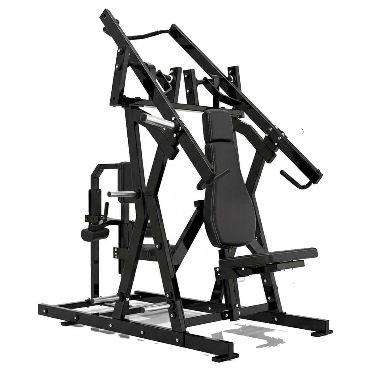DHZ P-FORCE PM2002 Iso-Lateral Chest & Back – Plate Loaded Iso-Laterale Brust- und Rückenmaschine – schwarze Polster, Hauptansicht
