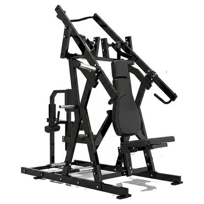 DHZ P-FORCE PM2002 Iso-Lateral Chest & Back – Plate Loaded Iso-Laterale Brust- und Rückenmaschine – schwarze Polster, Hauptansicht