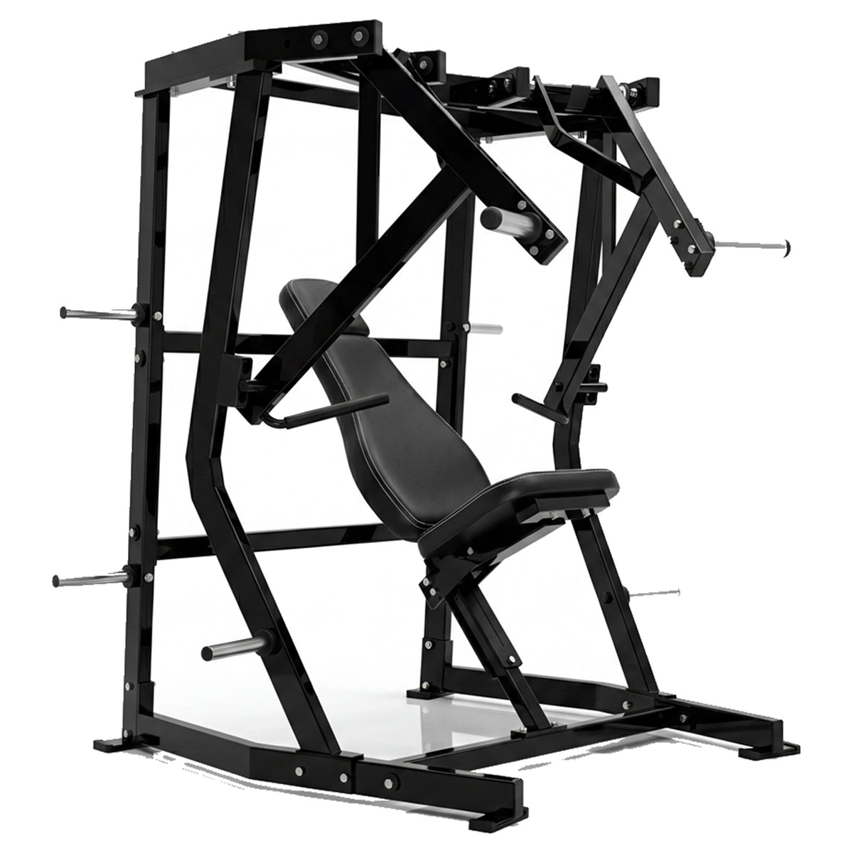 DHZ P-FORCE PM2003 Iso-Lateral Decline Chest Press – Plate Loaded Iso-Laterale Decline-Brustpresse – schwarze Polster, Hauptansicht