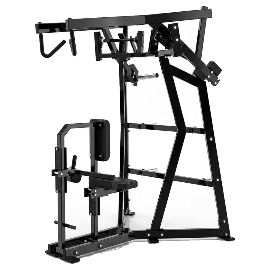 DHZ P-FORCE PM2006 Iso-Lateral High Row – Plate Loaded Iso-Laterale High-Row-Maschine – schwarze Polster, Hauptansicht