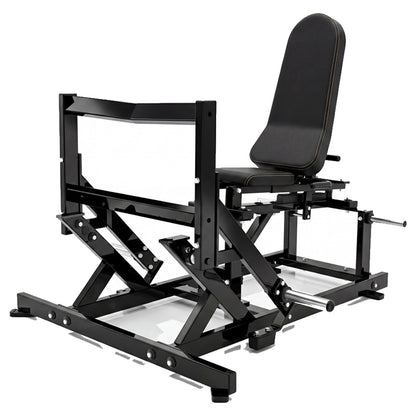 DHZ P-FORCE PM2026 Super Horizontal Calf – Plate Loaded Horizontale Wadenmaschine – schwarze Polster, Hauptansicht