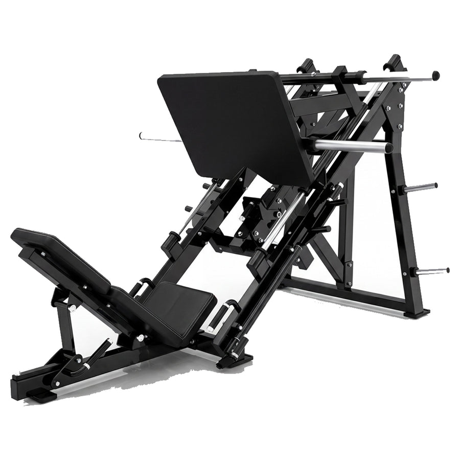 DHZ P-FORCE PM2034 Linear Leg Press – Plate Loaded Lineare Beinpresse – schwarze Polster, Hauptansicht