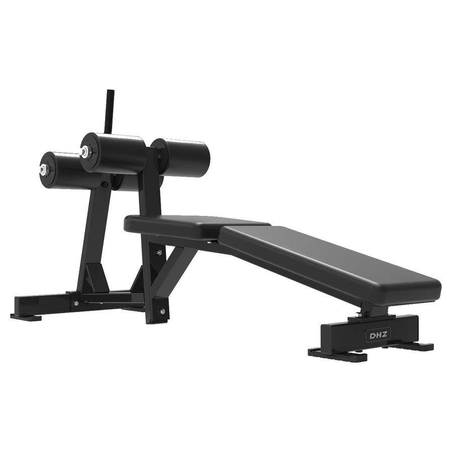 DHZ S-FORCE PM3006 Decline Abdominal Bench – Freihantel Negativ-Bauchbank – schwarze Polster, Hauptansicht
