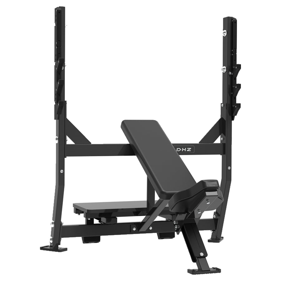 DHZ S-FORCE PM3013 Olympic Incline Bench – Freihantel Olympische Schrägbank – schwarze Polster, Hauptansicht