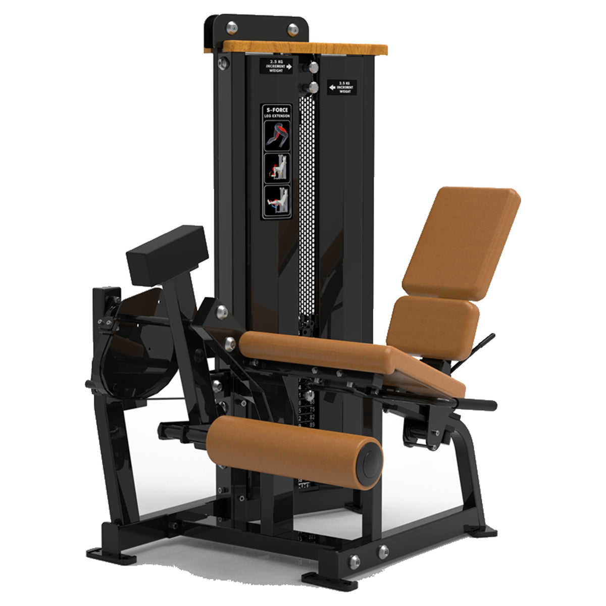 DHZ S-FORCE SM5002 Leg Extension – Gewichtsblock Beinstrecker – braune Polster, Hauptansicht