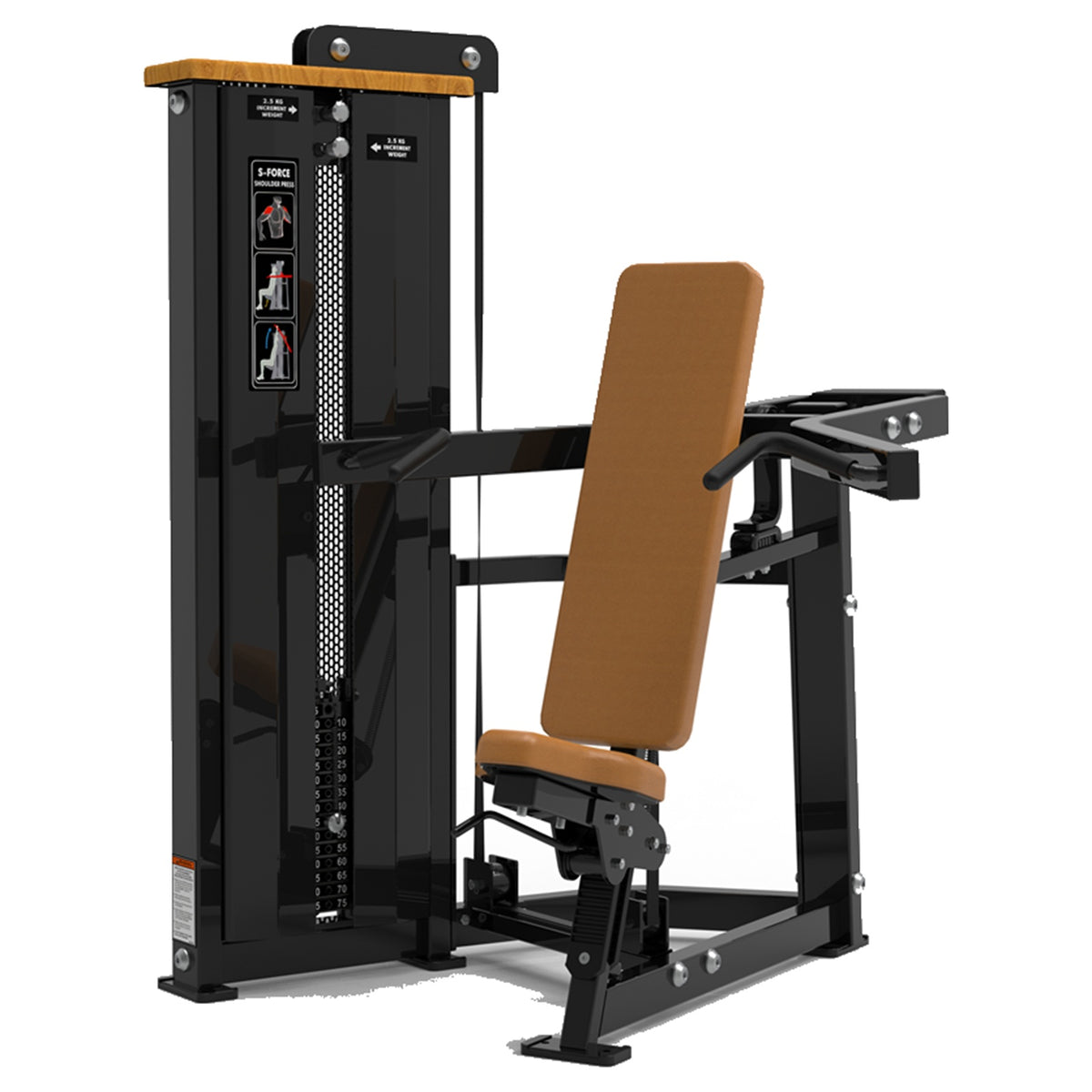 DHZ S-FORCE SM5006 Shoulder Press – Gewichtsblock Schulterpresse – braune Polster, Hauptansicht