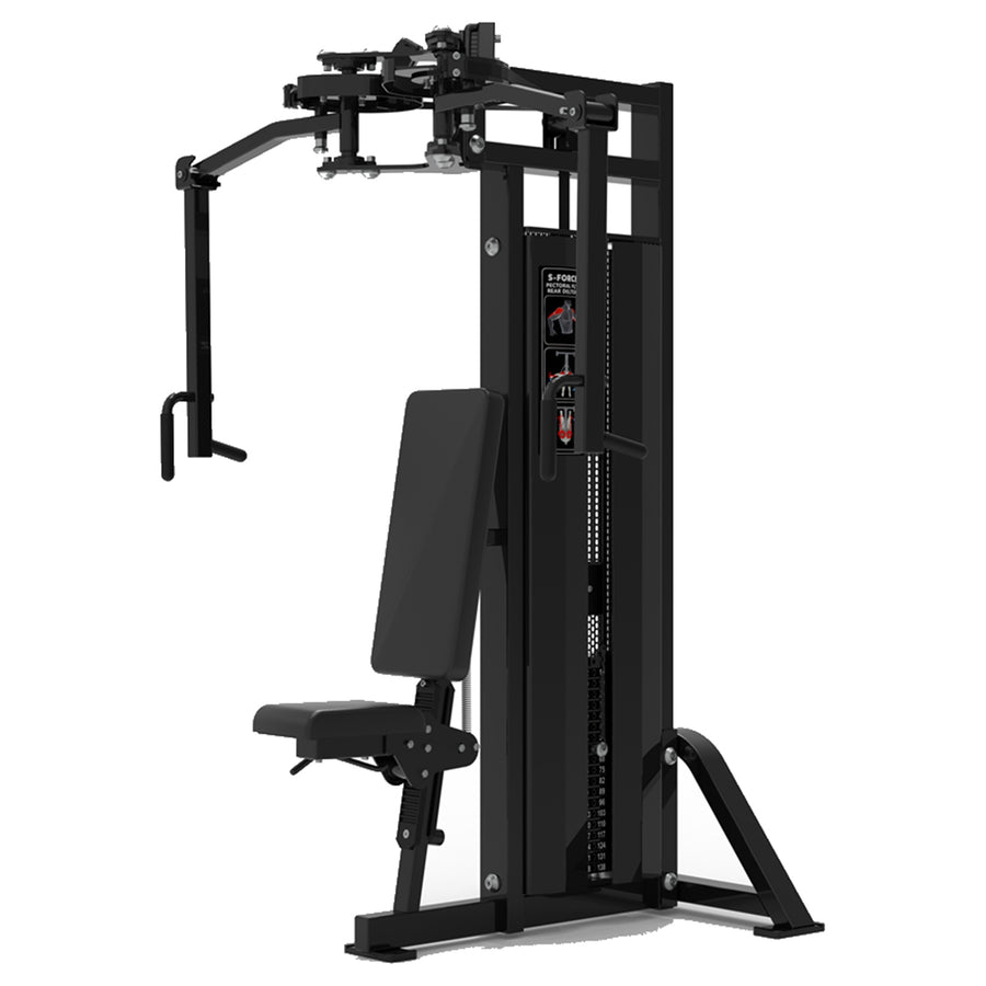 DHZ S-FORCE SM5007 Dual Rear Delt & Pec Fly – Gewichtsblock Dual Butterfly Reverse und Pec Fly – schwarze Polster, Hauptansicht