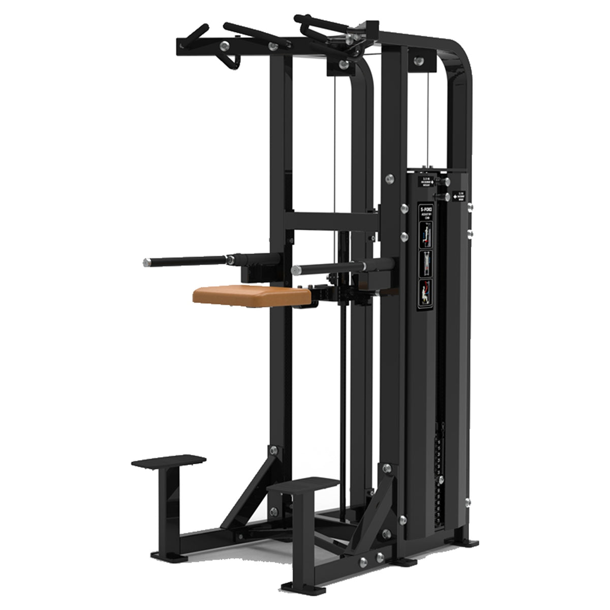 DHZ S-FORCE SM5009 Dual Dip & Chin Assist – Gewichtsblock Dual Dip- und Klimmzughilfe – braune Polster, Hauptansicht