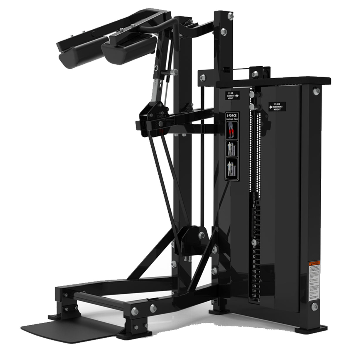 DHZ S-FORCE SM5010 Standing Calf – Gewichtsblock Stehende Wadenmaschine – schwarze Polster, Hauptansicht