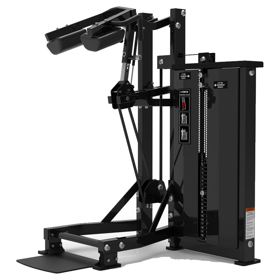 DHZ S-FORCE SM5010 Standing Calf – Gewichtsblock Stehende Wadenmaschine – schwarze Polster, Hauptansicht