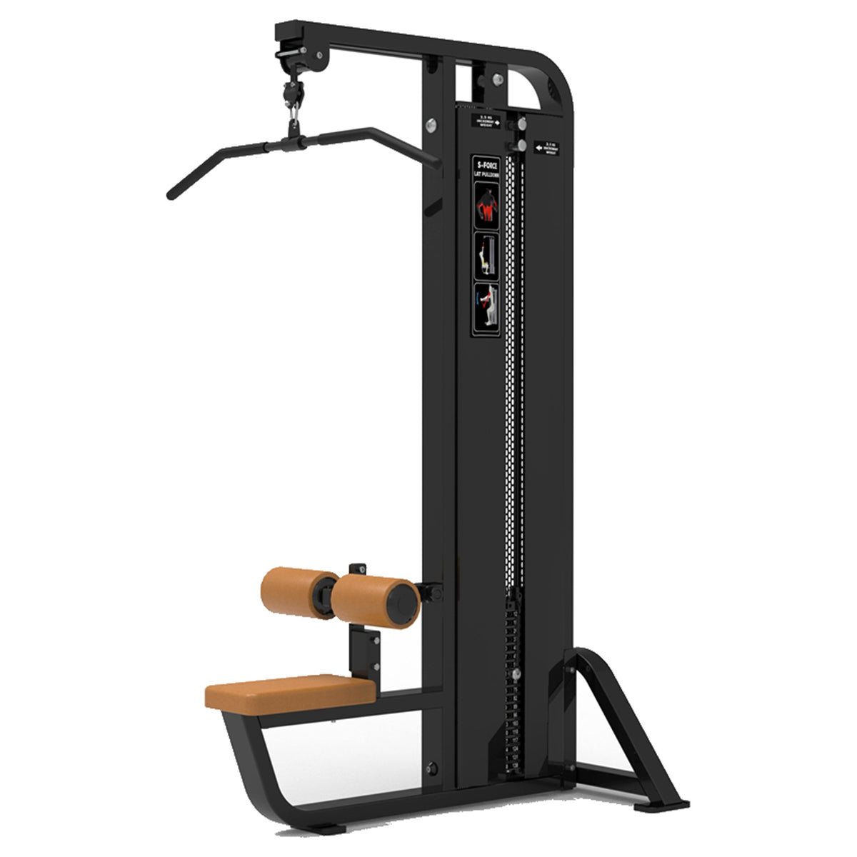 DHZ S-FORCE SM5012 Lat Pulldown – Gewichtsblock Latzugmaschine – braune Polster, Hauptansicht