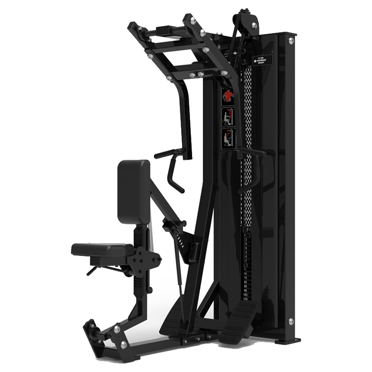 DHZ S-FORCE SM5034 Vertical Row – Gewichtsblock Vertikale Rudermaschine – schwarze Polster, Hauptansicht