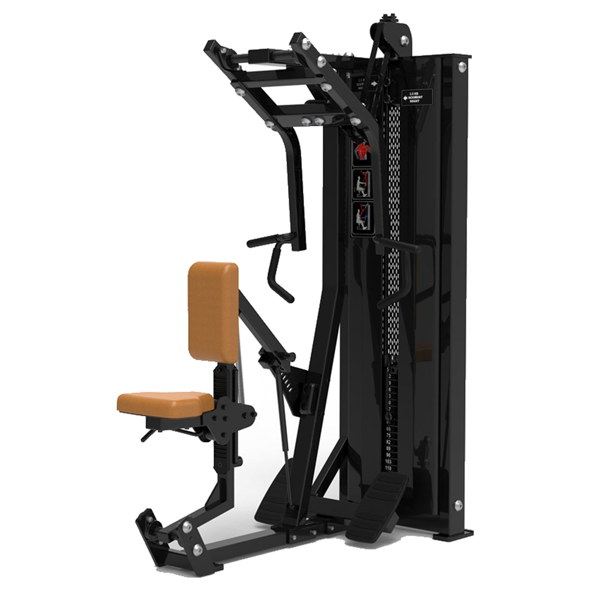 DHZ S-FORCE SM5034 Vertical Row – Gewichtsblock Vertikale Rudermaschine – braune Polster, Hauptansicht