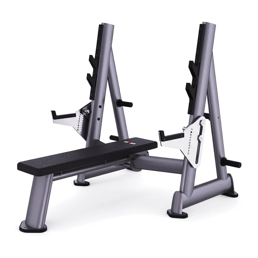 DHZ TITAN Extreme T933 Olympic Flat Bench – Professionelle olympische Flachbank mit Hantelablagen – olympic flat bench langhantelbank hauptansicht
