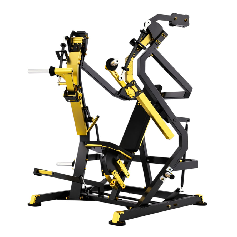 DHZ TITAN Mechanix Y910ZA Low Chest Press - Plate Loaded Brustpresse für den professionellen Einsatz – low chest press schwarz gold hauptansicht