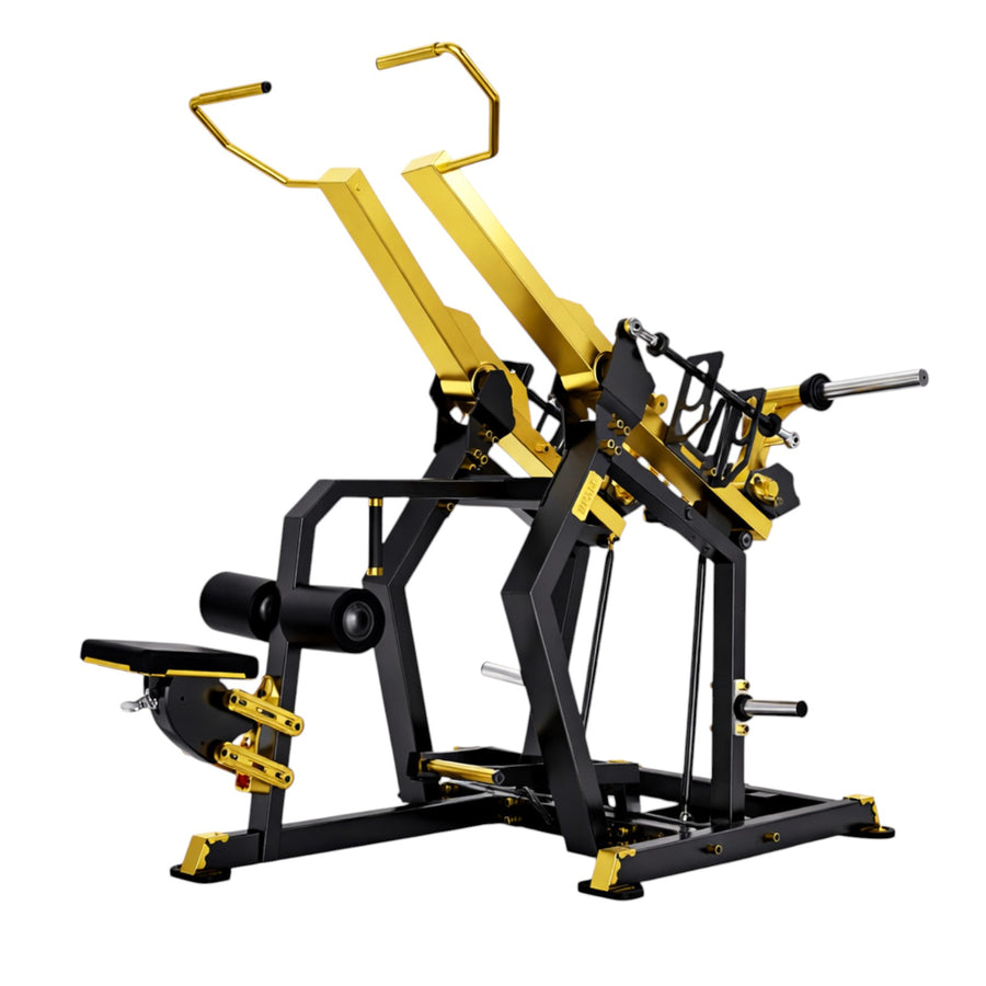 DHZ TITAN Mechanix Y920ZA Pull Down - Plate Loaded Latzug für Fitnessstudios und professionelles Rückentraining – pull down schwarz gold hauptansicht