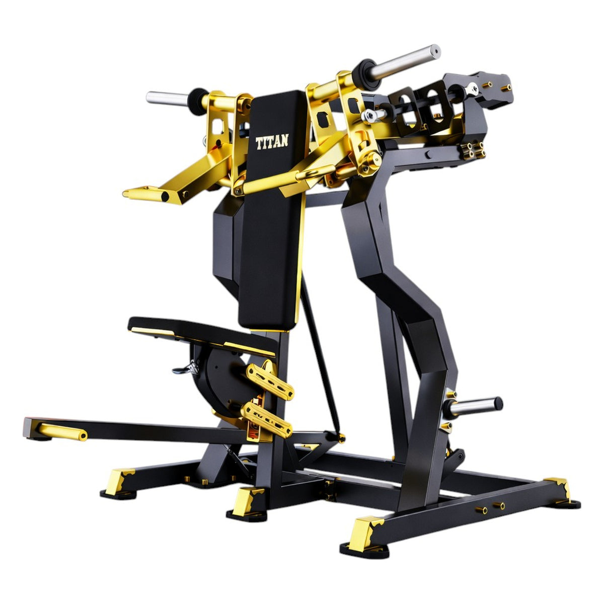 DHZ TITAN Mechanix Y935ZA Shoulder Press - Plate Loaded Schulterpresse für professionelles Oberkörpertraining – shoulder press schwarz gold hauptansicht