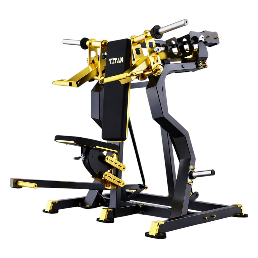 DHZ TITAN Mechanix Y935ZA Shoulder Press - Plate Loaded Schulterpresse für professionelles Oberkörpertraining – shoulder press schwarz gold hauptansicht