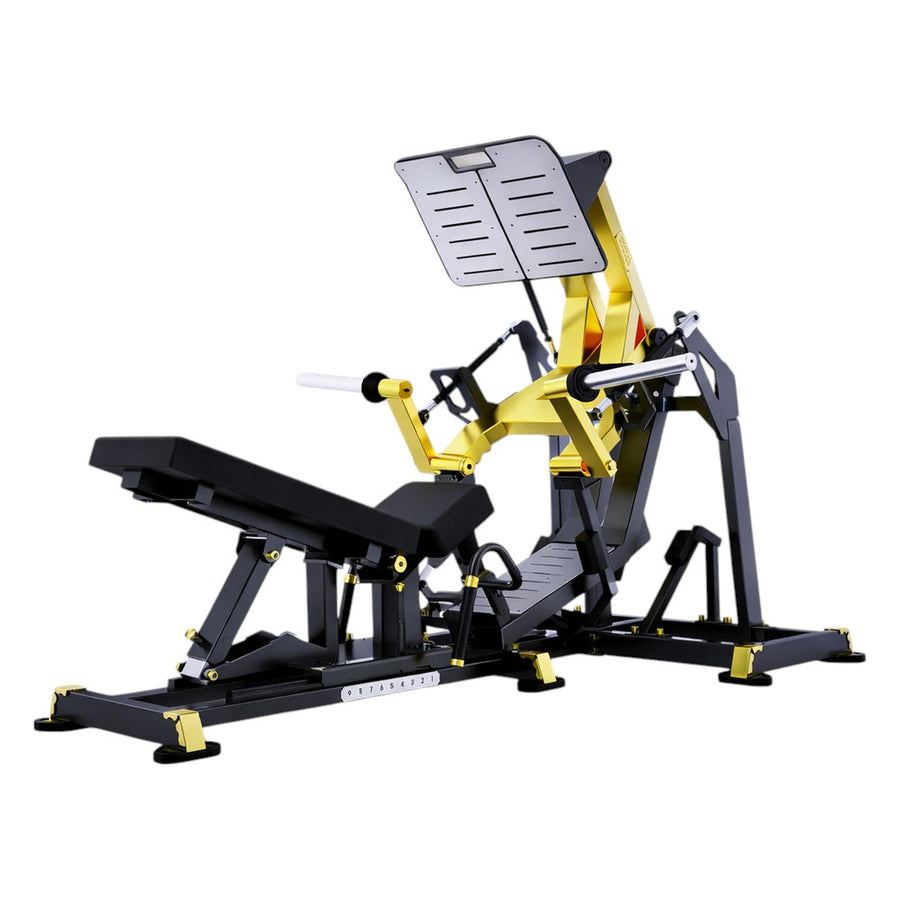 DHZ TITAN Mechanix Y950ZA Leg Press - Plate Loaded Beinpresse für professionelles Bein- und Glute-Training – leg press schwarz gold hauptansicht