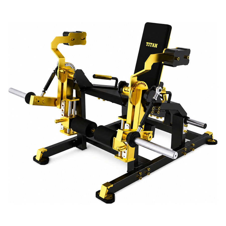 DHZ TITAN Mechanix Y961ZAG Leg Extension – Plate Loaded Beinstrecker – dhz titan mechanix y961zag leg extension schwarz gold hauptansicht 