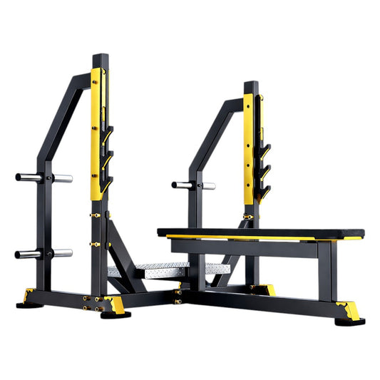 DHZ TITAN Mechanix Y972ZA Olympic Flat Bench - Plate Loaded Flachbank für Langhanteltraining – olympic flat bench schwarz gold hauptansicht