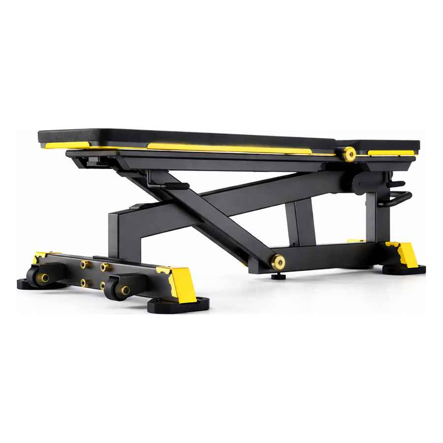 DHZ TITAN Mechanix Y978ZA Super Bench - Verstellbare Trainingsbank (FID) für Freihanteltraining – super bench schwarz gold hauptansicht