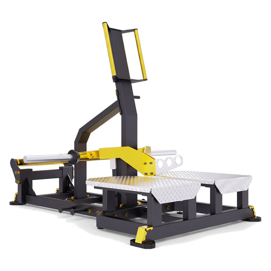 DHZ TITAN Mechanix Y986ZA Belt Squat – Plate Loaded Kniebeugenmaschine – dhz titan mechanix y986za belt squat schwarz gold hauptansicht 