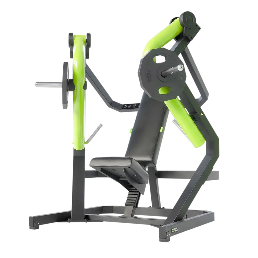 DHZ Y900 Y910 Decline-Brustpresse (Low Chest Press) in Grün-Schwarz – Hauptansicht