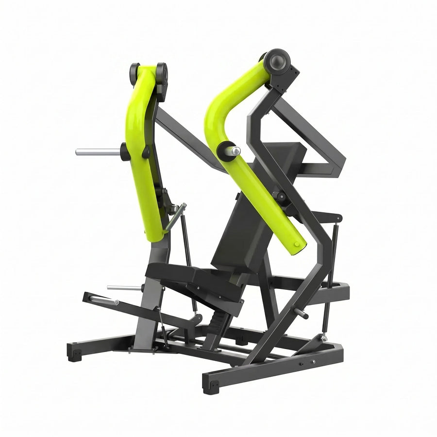 DHZ Y900 Y910L Decline-Brustpresse (Low Chest Press) mit Einstiegshilfe in Grün-Schwarz – Hauptansicht