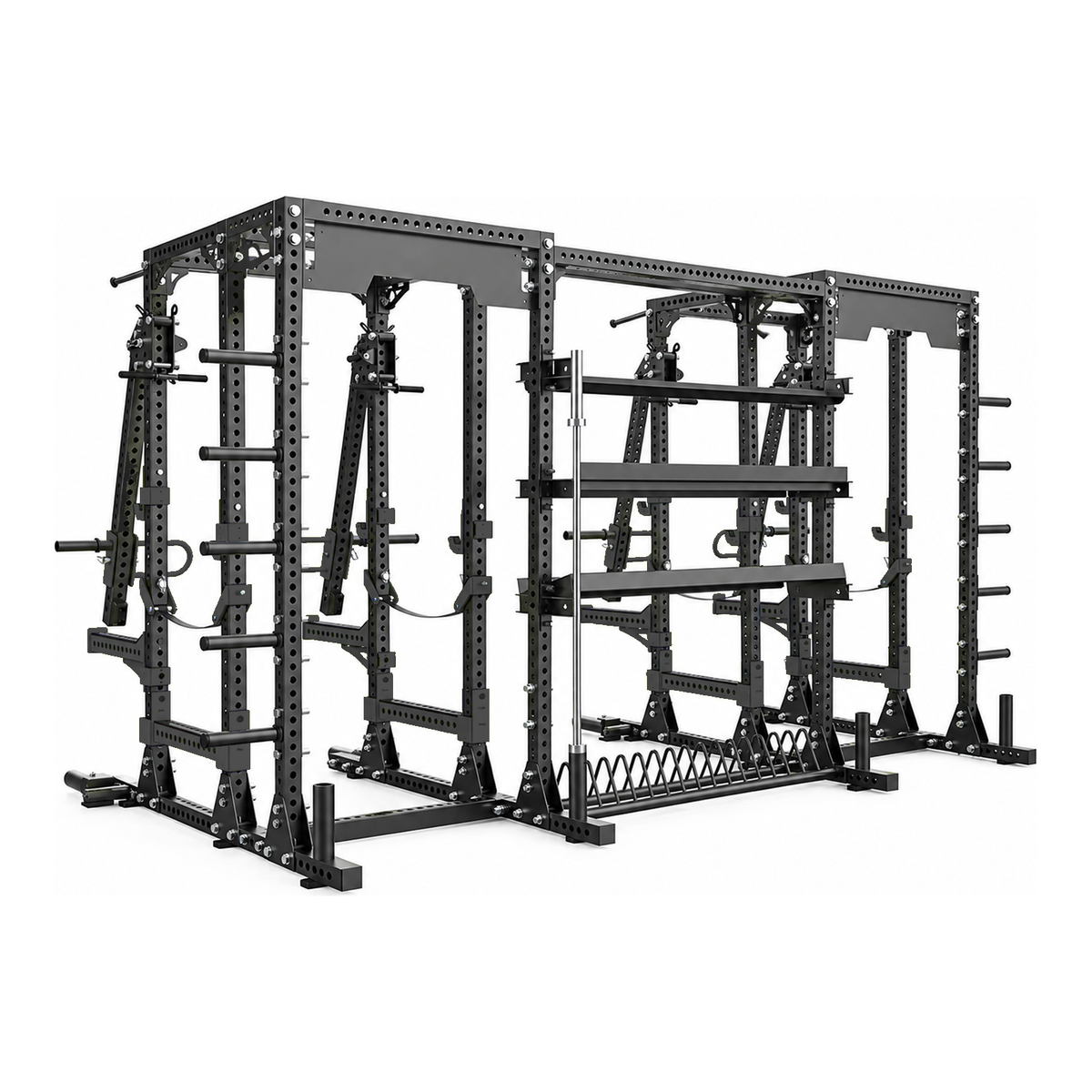 DHZ E6215 Lever Arm Dual Power Rack in Black Pearl und Piano Black – Rückansicht