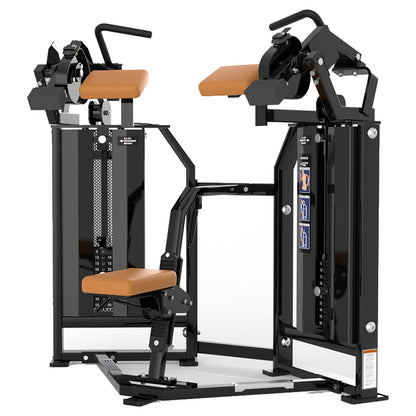 DHZ D-FORCE PM2037 Biceps Curl – Dual Weight Stack Bizepsmaschine – Detailansicht der professionellen Polsterung mit brauner Polsterung – Ansicht 2